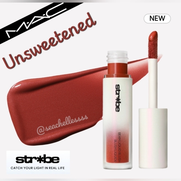 MAC Unsweetened Strobe Liquid Blush Red Mauve Brsnd New In Box Full Size - Picture 1 of 9